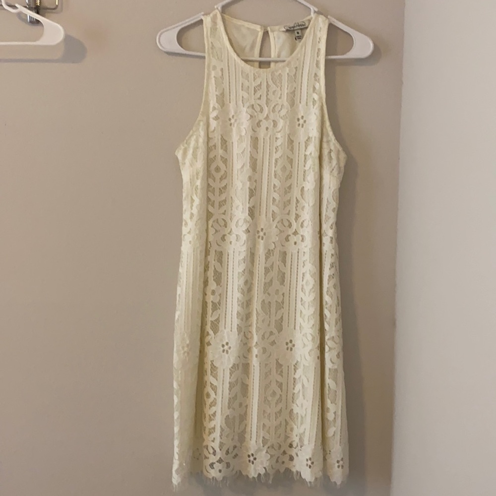 Off-white lace midi dress